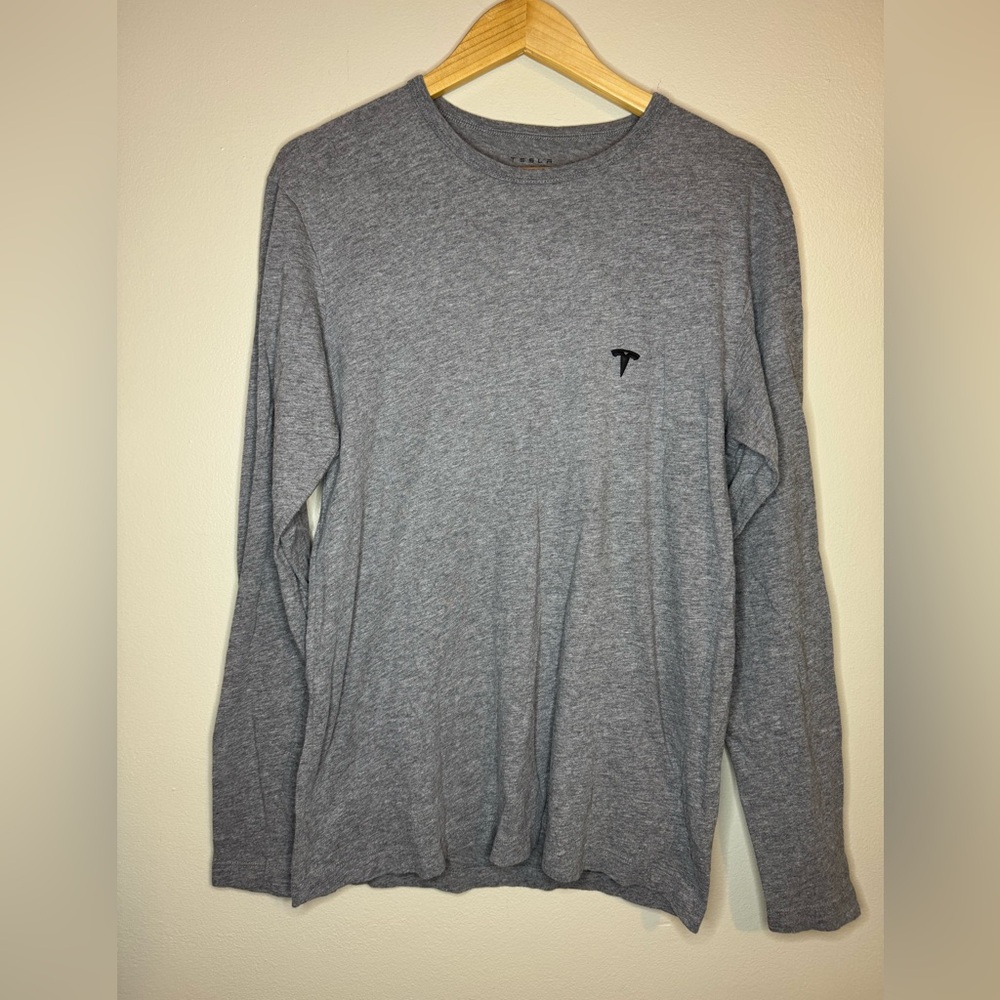 Tesla Long Sleeve‎ Shirt Men’s M Gray Logo Tee